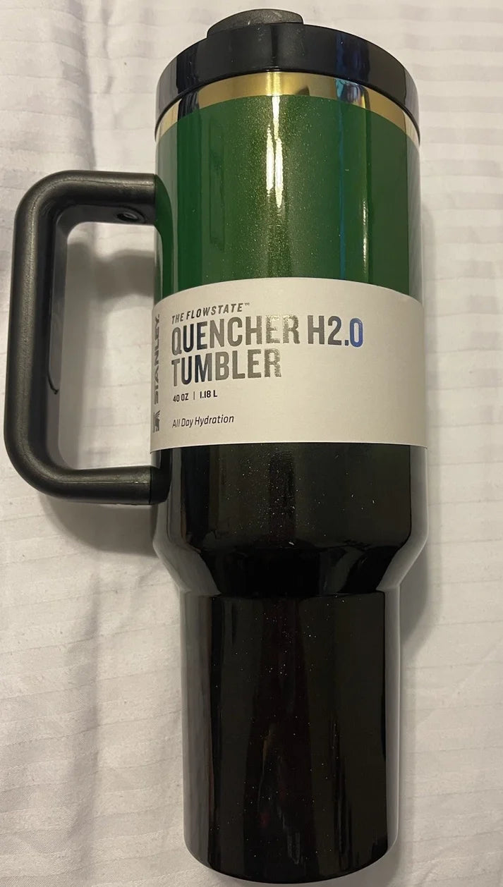 Stanley Quencher H2.0 FlowState Tumbler 40 oz – Dark Green &amp; Black – Insulated Travel Tumbler – New in Original Packaging